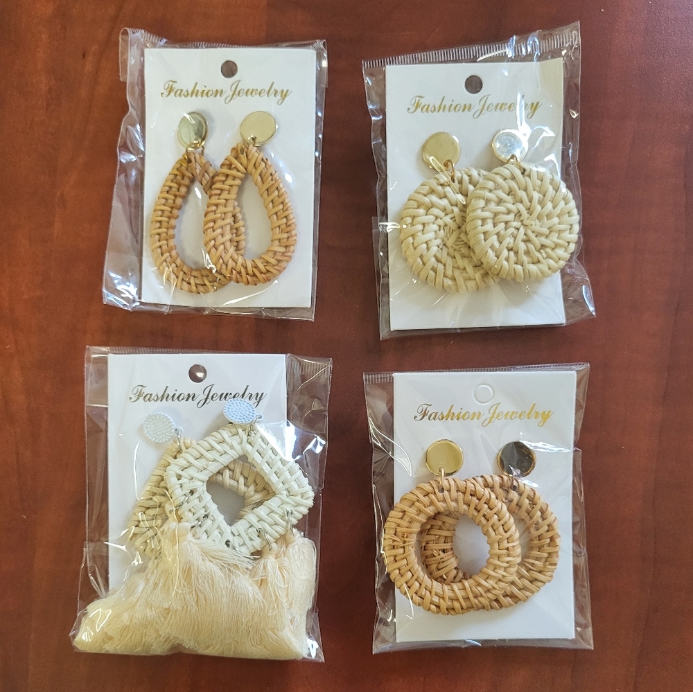 Rattan Earrings Lot (4)